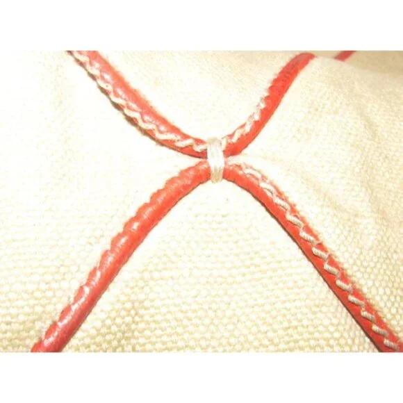Bottega Veneta Beige BOHO Canvas Fabric With Red Braided Leather